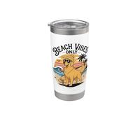 Beach Vibes Only Golden Retriever Surf Dog Humor de verano Vaso térmico de acero inoxidable de doble pared
