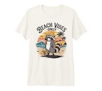 Beach Vibes Only Raccoon Surf Animal Humor Verano Camiseta Premium