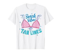 Beach Vibes Tan Lines Lindo Bikini Verano Vacaciones Gráfico Camiseta