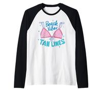 Beach Vibes Tan Lines Lindo Bikini Verano Vacaciones Gráfico Camiseta Manga Raglan