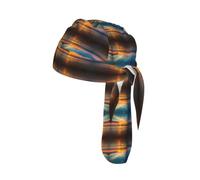 Beach Wave - Gorro moderno con estampado de puesta de sol para ciclismo, absorbe la humedad, para debajo del casco, con lazo en la espalda, 56 - 61 cm