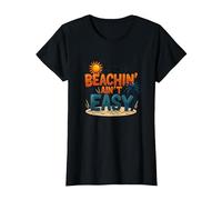 Beachin' Ain't Easy - Cita de Vacaciones Tropicales Divertidas de Verano Camiseta, Mujer, Negro, 3XL