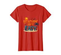 Beachin' Ain't Easy - Cita de Vacaciones Tropicales Divertidas de Verano Camiseta, Mujer, Rojo, 3XL