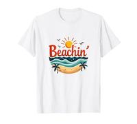 Beachin' Summer Vibes Tropical Paradise Camiseta, Hombre, Blanco, XL