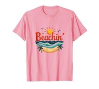 Beachin' Summer Vibes Tropical Paradise Camiseta, Hombre, Rosado, XL