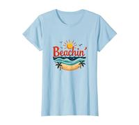 Beachin' Summer Vibes Tropical Paradise Camiseta, Mujer, Azul Bebé, XL