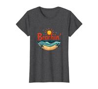 Beachin' Summer Vibes Tropical Paradise Camiseta, Mujer, Jaspeado Oscuro, L
