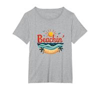 Beachin' Summer Vibes Tropical Paradise Camiseta, Mujer Tallas Grandes, Gris Jaspeado, 5XL Grande