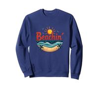 Beachin' Summer Vibes Tropical Paradise Sudadera, Unisex para Adultos, Azul Marino, S