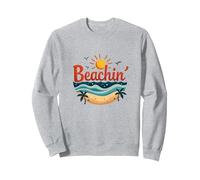 Beachin' Summer Vibes Tropical Paradise Sudadera, Unisex para Adultos, Gris Jaspeado, L