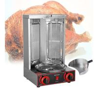 Beachtiful Máquina Comercial de a Gas Máquina Vertical de Kebab de GLP Horno Asador para Barbacoa Sin Humo (2 Quemadores) para Asado de Pollo, Asado de Pavo, Tacos, Asado, Carne de Res,Pan