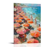 Beachy Aesthetic Preppy Beach Wall Art Poster Retro Summer Pastel Pink Coastal Canvas Prints Vintage Girly Apartment Bath Dormm Decor Wall Art Scroll Canvas Painting Picture Living Room Decor Home