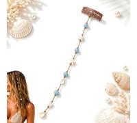 Beachy Mermaid Hair Accent, Clip-In Boho Hair Accessory with Starfish, Seashell & Blue Bead Charms, Hidden Comb Hair Strand for Women, Beach Vacation, Wedding, Festival, Summer Hairstyles (1pcs)