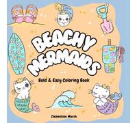 Beachy Mermaids: Bold and Easy Coloring Book: Bold Easy Coloring Pages of Cute Cat Mermaids & Beach Fun for Babies & Toddlers Cute Cat Mermaids & Beach Coloring for Babies, Toddl