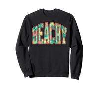 Beachy Word Verano Vibes Océano Olas Flores Tropicales Sudadera