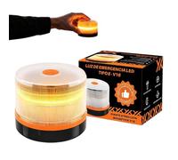 Beacon Light - Amber Flashing Strobe Lamp With Magnetic Base Warning Light | Baliza de advertencia LED, luz estroboscópica magnética de seguridad para coche, camión, remolque, motocicleta, carretera
