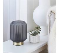 Beacon Lighting Lámpara de mesa Clancy de Beacon, pantalla de cristal gris ahumado, altura True