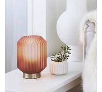 Beacon Lighting Lámpara de mesa Clancy, pantalla de cristal rosa, altura 17 cm True