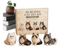 Bead Animal Making-Kit, 3D Cat Beading-Kit, DIY Bead Craft-Kit