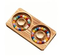 Bead Design Board, Wooden Jewelry Tray, Diy Craft Organizer Multi Slot Display, for Home Vanity Dresser Living Room Office Salon Ring Bracelet Necklace Rhinestone Bead Layout Crafting Use 19x9.5cm