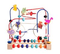Bead Roller Coaster - Construcción de madera vibrante, juego de juguetes interactivo | Laberinto educativo con temática de dinosaurios con cuentas móviles para niños pequeños y preescolares que