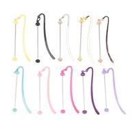 Beadable Bookmarks 10PCS | Metal Blank Bar Pendant Hook for Jewelry Crafts/DIY Presents | Iron Bookmarks with Stainless Steel Chain, 8cm Length