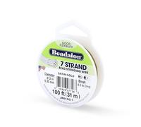 Beadalon Alambre de cuerda de acero inoxidable de 7 hebras, 0,30 mm, oro satinado, 31 m