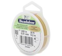 Beadalon Alambre de Cuerda de Cuentas de 7 hebras, 0,51 mm, Color Dorado, 30 pies