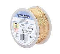 Beadalon Alambre redondo estilo alemán calibre 22, dorado, 1 lb