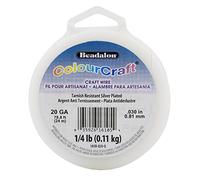Beadalon ColourCraft Alambre de calibre 20/0,81 mm, chapado en plata, resistente al deslustre, aprox. 23 m
