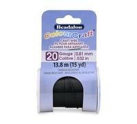 Beadalon ColourCraft - Alambre de calibre 20, 0,81 mm, resistente al deslustre, negro, bobina de 13,8 m