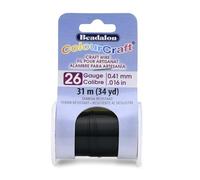 Beadalon ColourCraft Wire - Alambre de calibre 26, 0,41 mm, resistente al deslustre, negro, bobina de 31 m