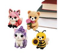 Beaded Animal Craft Kit - Tiny Handmade 3D Animal Kit | Cute Beaded Toy Set | Mini DIY Beading Embroidery Kits, 4 Adorable Designs, for Kids Children Beginners Adults Home Indoor School Classroom Bedr