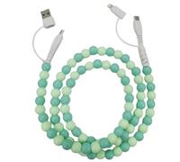 Beaded Charging Cord, 2 in 1 Beaded Phone Charger, 4 in 1 Dual Purpose for Type-C for Lighting Dual USB Beaded Charging Cable, 3.3ft USB C Cable for iPhone & Most Devicescharging Cord (E,4-in-1)