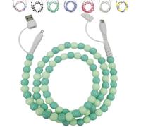 Beaded Charging Cords, 4-in-1 Beaded Charging Cable, 3.3ft Colorful Anti-Tangle USB Cable for iPhone, Galaxy S25 & Most Devices (green)