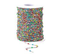 Beaded Mask Making Necklace Glass Rosary Link Clothes Shoes Jewelry Chains For Craft Decoration Neon (A, One Size)
