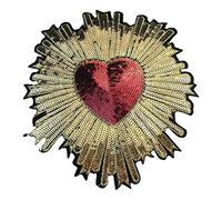 Beaded Sequin Patches, Heart Patch Embroidered Gradient Pattern Heart Applique DIY Sewing Apparel Accessories for Clothes Jacket Bag Dress