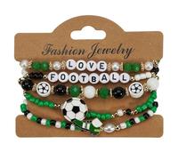 Beaded Wristband Kit - Adjustable Sports Charm Jewelry, Casual Match with Themed Accent Beads Design, Team Unity Ornament, Supporter Gift Item, Soccer Bracelet for Game Events and Group Activities Use