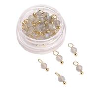 Beadia Abalorios de piedra de espectrolita redonda facetada natural de 4 mm, 30 piezas con accesorios de metal que no se deslustran, cuentas sueltas para hacer joyas de bricolaje