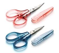 Beaditive detalle craft tijeras set (2 pc.) curvas y rectas, sharp, compacto | costura, bordado, corte de papel, crafting | acero inoxidable | cubierta protectora (azul)