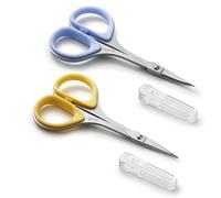 Beaditive Juego de tijeras de coser y bordar (2 piezas) curvadas y rectas, afiladas, de acero inoxidable, puntas de precisión, mango ergonómico de goma de agarre | Pequeño, compacto uso de bricolaje