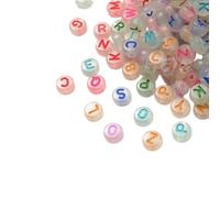 Beads de letras de brillo en la oscuridad, 600 piezas de letras acrílicas multicolor cuentas redondas para bracel de joyería hecha a mano de bricolaje 4x7 mm de 4x7 mm
