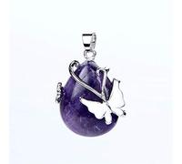 Beads Enamel Butterfly Inlay Pendant for Women Necklaces Jewelry-Amethysts