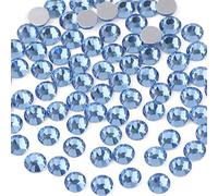 Beadsland 1440 Piezas de Diamantes de imitación de Cristal con Parte Trasera Plana,Gemas Redondas para Arte de uñas y Manualidades,Azul Claro,SS10,2.7-2.9mm