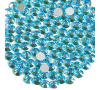 BEADSLAND 1440 Piezas de Diamantes de imitación de Cristal con Parte Trasera Plana,Gemas Redondas para Arte de uñas y Manualidades,Aguamarina AB,SS6,1.9-2.1 mm