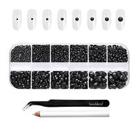 Beadsland 2500 piezas de diamantes de imitación negros con parte trasera plana, gemas de parte trasera plana, diamantes de imitación redondos de cristal negro para manualidades(negro)