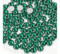 Beadsland 288 Piezas de Diamantes de imitación de Cristal con Parte Trasera Plana,Gemas Redondas para Arte de uñas y Manualidades,Verde Esmeralda,SS30,6.3-6.5 mm