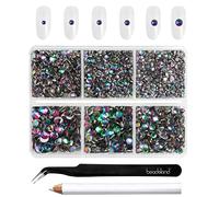 Beadsland 4300 piezas de diamantes de imitación verdes con parte trasera plana, piedras redondas de cristal para manualidades, 6 tamaños, con pinzas y juego de lápices de cera, SS6-SS20, volcán verde