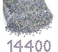 BEADSLAND Hotfix - Diamantes de imitación a granel, 14400 unidades de cristal Hotfix para manualidades, ropa, decoración, cristal, blanco, AB, SS10, 2,7-2,9 mm