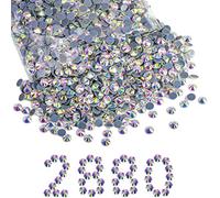BEADSLAND Hotfix - Diamantes de imitación a granel, 2880 unidades de cristal Hotfix para manualidades, ropa, decoración, cristal, blanco, AB, SS30, 6,3-6,5 mm